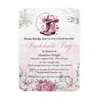 Pink Vintage Western Cowgirl Bachelorette Party Magnet