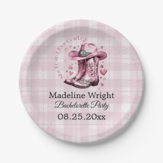 Pink Vintage Western Cowgirl Bachelorette Plates