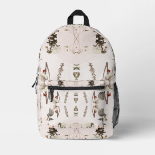 Pink Vintage Whimsical Botanical  Printed Backpack