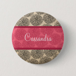 Pink Vintage Zinnia Button
