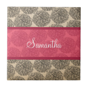 Pink Vintage Zinnia Tile