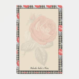 Pink vintages roses and houndstooth design post-it notes