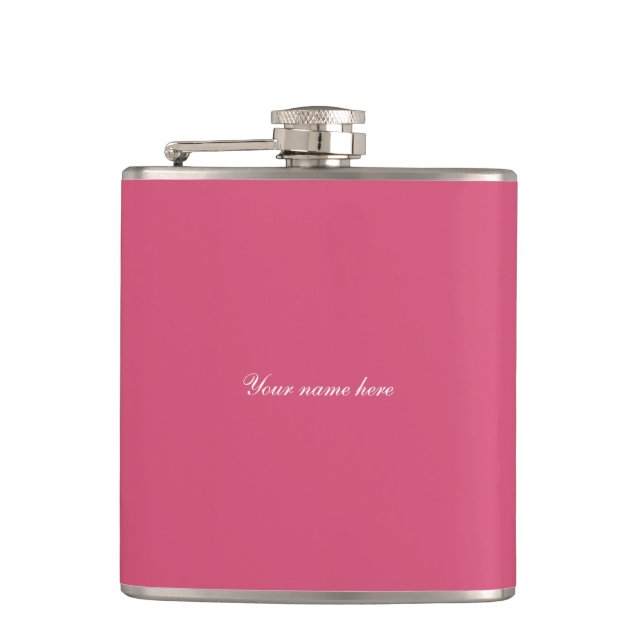 Pink vinyl wrapped drinking flask (Front)