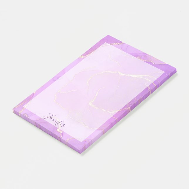 Pink violet and glitter ombre pattern post-it note (Angled)