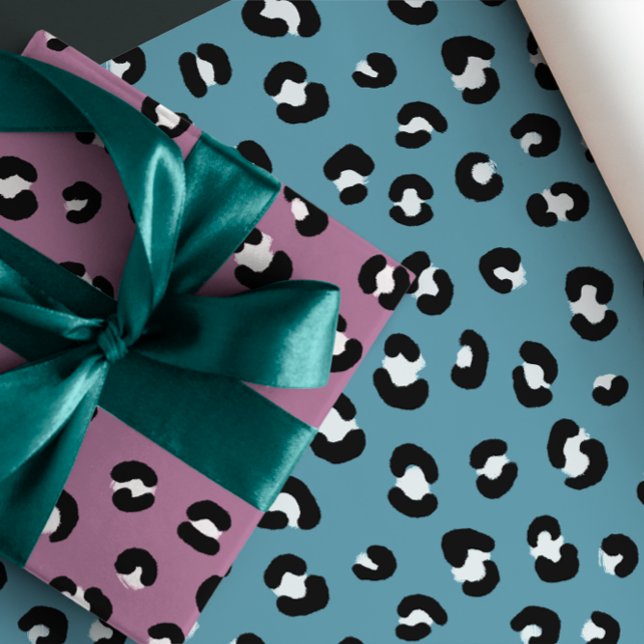 Pink, Violet, Blue Chic Leopard Print Wrapping Paper Sheet (Creator Uploaded)