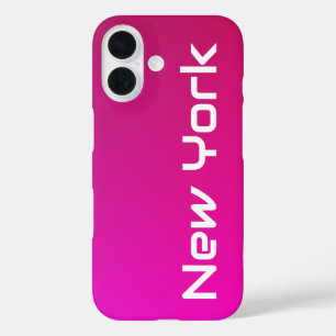 Pink-Violet Gradient Featuring New York Typography iPhone 16 Case
