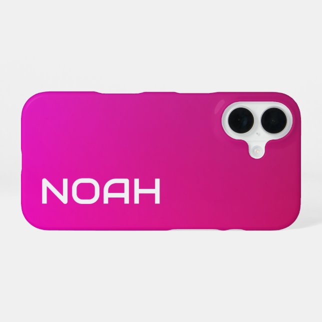 Pink-Violet Gradient – Personalised with Your Name iPhone 16 Case (Back Horizontal)