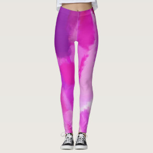 Pink Violet Paint Splatter Leggings