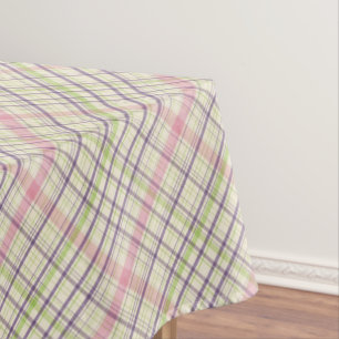Pink Violet Purple Lime Green Plaid Pattern Tablecloth