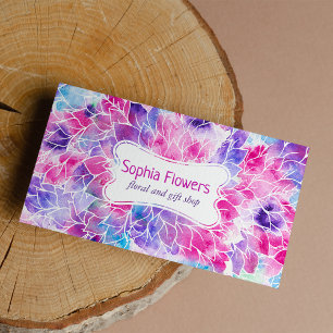 Pink violet teal hand painted watercolor floral