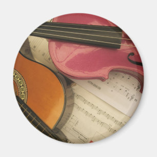 Pink Violin and Guitar Magnet