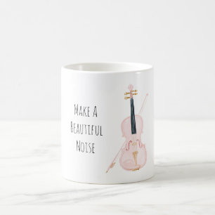Pink Violin Instrument Coffee Mug