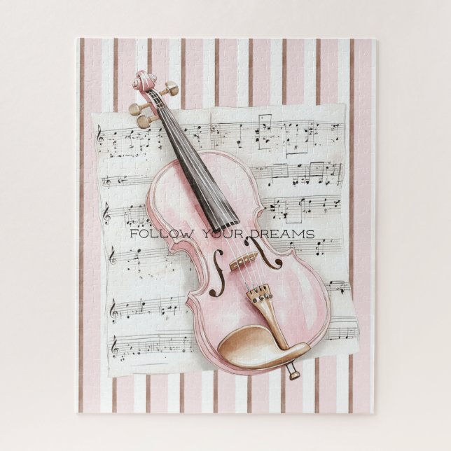 Pink Violin Music Sheet Jigsaw Puzzle (Vertical)
