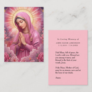 Pink VIrgin Mary Memorial Card