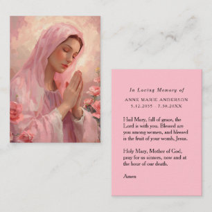 Pink VIrgin Mary Memorial Card