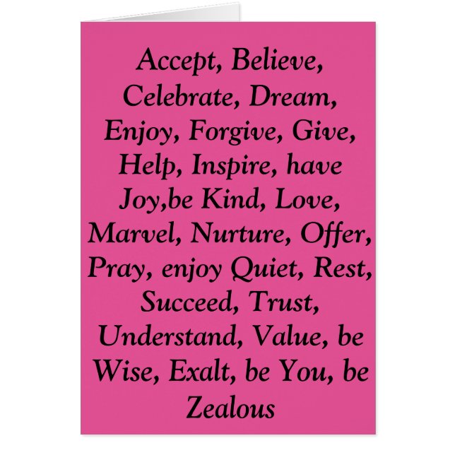 Pink virtues card (Front)