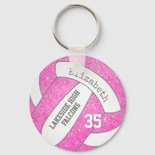 pink volleyball bag tag w player team name key ring