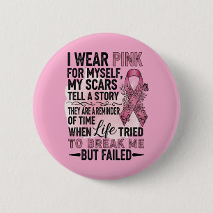 Pink Volleyball Breast Cancer Awareness 6 Cm Round Badge