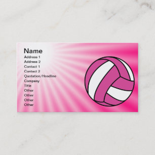 Pink Volleyball Business Card