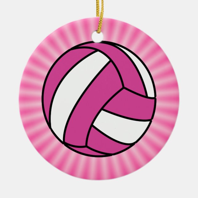 Pink Volleyball Ceramic Tree Decoration (Front)