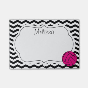 Pink Volleyball Chevron Monogram Post-It Notes