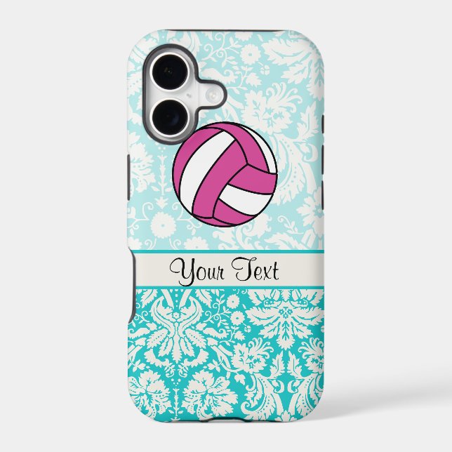 Pink Volleyball; Damask Pattern (Back)