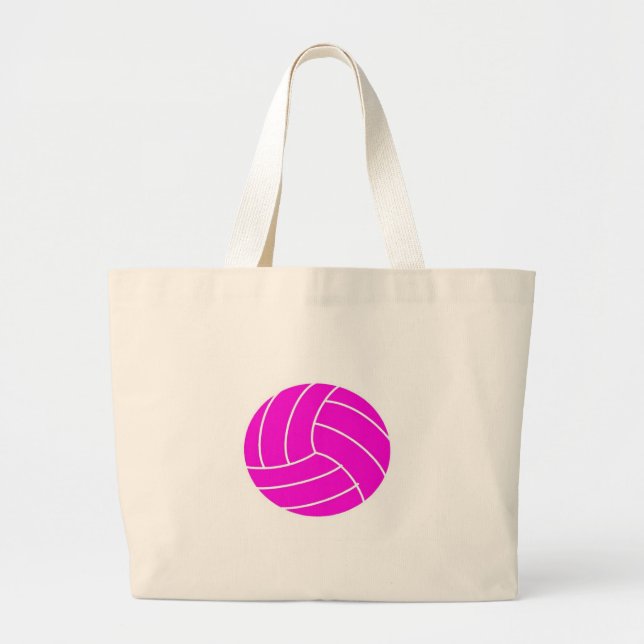 Pink Volleyball Large Tote Bag (Front)