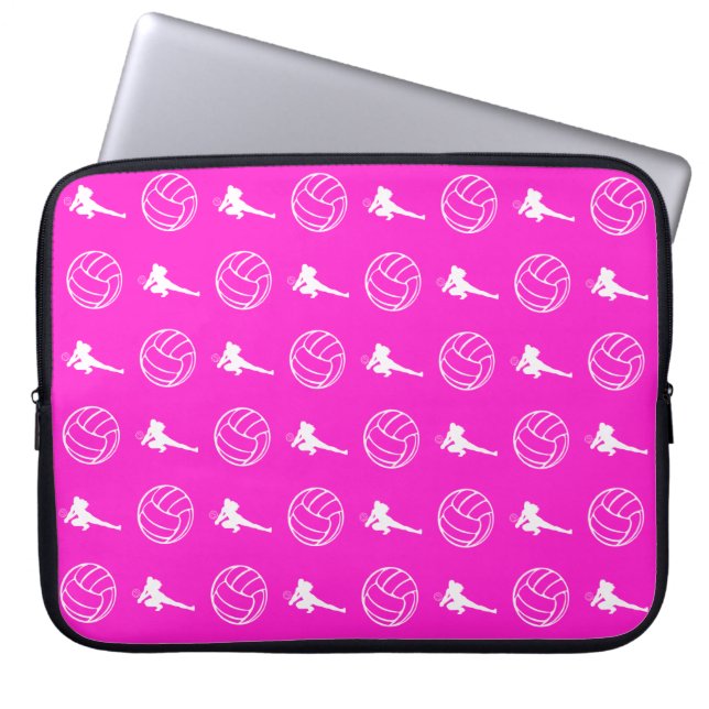 Pink Volleyball Pattern Laptop Sleeve (Front)