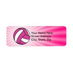 Pink Volleyball Return Address Label