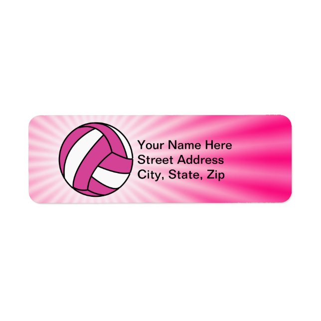Pink Volleyball Return Address Label (Front)