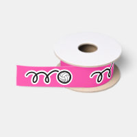 Pink volleyball ribbon spool for gift wrapping
