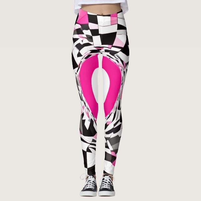 Pink Vortex: A Chequered Descent Leggings (Front)