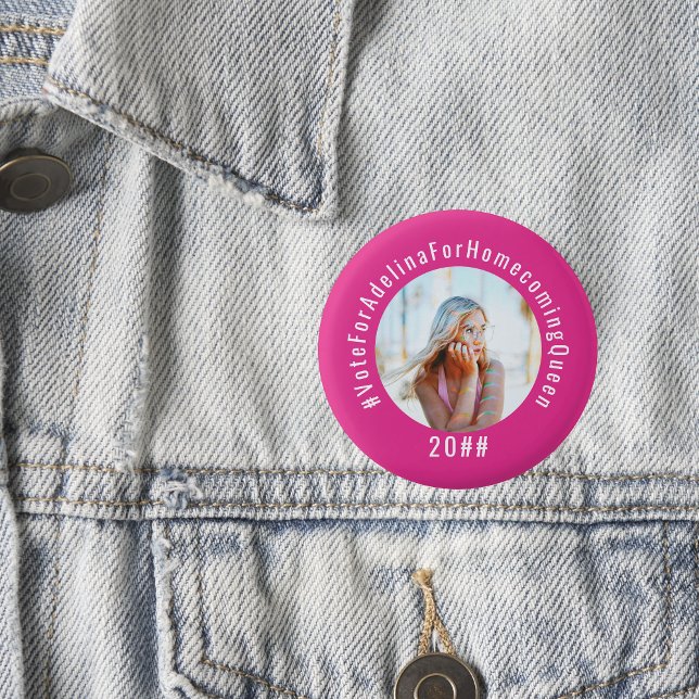 Pink Vote Homecoming Queen Pink HOCO Photo 3 Cm Round Badge (Creator Uploaded)