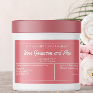 Pink w White Text soap or cosmetics jar label