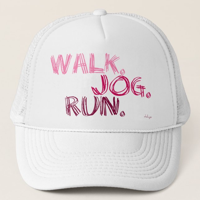 PINK WALK JOG RUN (font SCRIBBLE) Trucker Hat (Front)