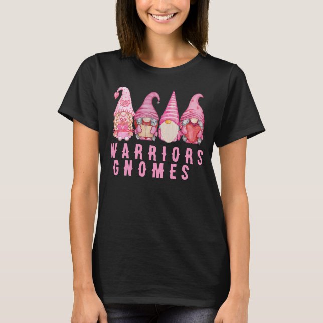 Pink warriors gnomes,breast cancer survivor crew T-Shirt (Front)
