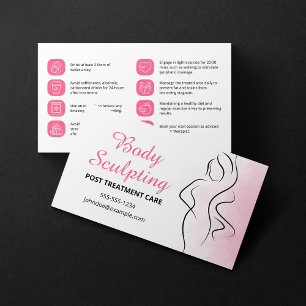 Pink Water Colour Body Sculpting Pre/Post Treatmen Business Card