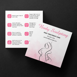 Pink Water Colour Body Sculpting Pre/Post Treatmen Square Business Card