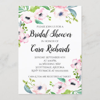 Pink Water Colour - Bridal Shower Invitation