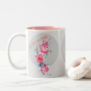 Pink water colour floral blossoms  Two-Tone coffee mug