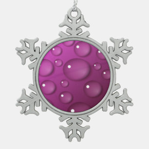 Pink Water Drop Background Snowflake Pewter Christmas Ornament