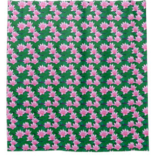 Pink Water Lilies on a Pond Shower Curtain