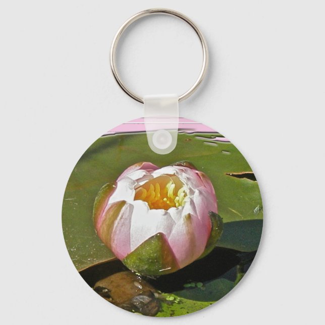 Pink Water-Lily Bud Keychain (Front)
