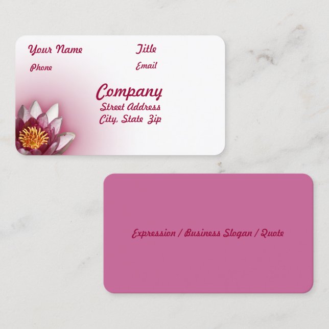 Pink Water Lily Business Card (Front/Back)