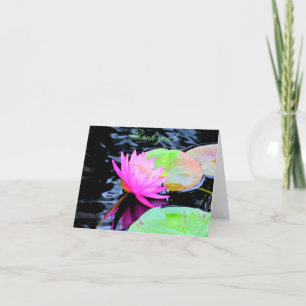 Pink Water Lily Customisable Thank you Note Card