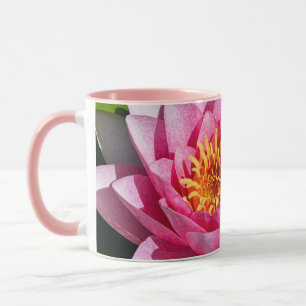 Pink water lily floral print mug