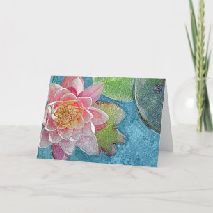 Pink Water Lily Flower Card