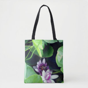 Pink water lily photography tote bag