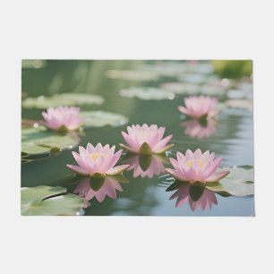 Pink Water Lily Pond Serenity Doormat