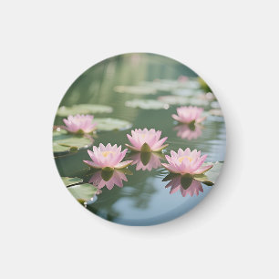 Pink Water Lily Pond Serenity Magnet